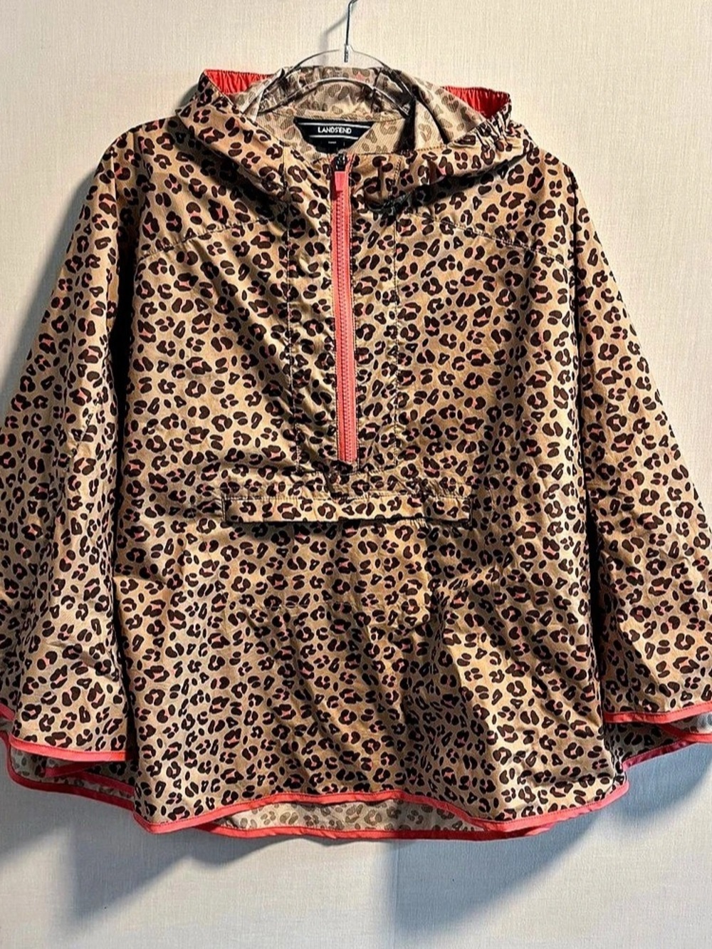 Girl’s Lands' End Leopard Print Hooded Jacket Size Large Like New